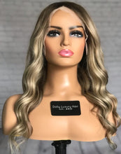 Load image into Gallery viewer, READY TO SHIP Luxury 22” 150% Lace Front Ash Blonde M Cap Balayage Wig Human Hair Swiss Glueless Sale Bleached Knots