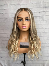 Load image into Gallery viewer, READY TO SHIP Luxury 18” 150% Ash Blonde 13x6 Human Hair Balayage Highlight Wig