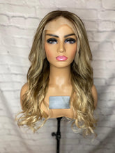 Load image into Gallery viewer, READY TO SHIP Luxury 22” 180% Ash Blonde Face Framing Size M Wig Human Hair Swiss Glueless Sale