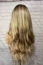 Load image into Gallery viewer, READY TO SHIP Luxury 22” 150% Lace Front Ash Blonde and Brown Small Cap Balayage Wig Human Hair Swiss Glueless Sale Bleached Knots