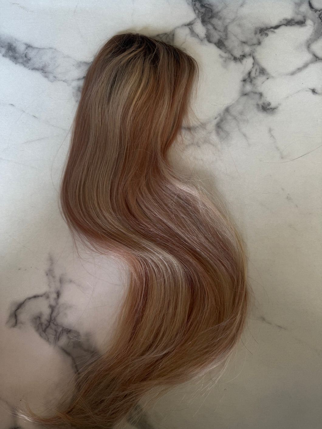 Luxury READY TO SHIP Balayage 20” Mono Topper 3.25”x3.5” Golden Blonde Light Blonde