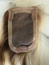 Load image into Gallery viewer, Luxury READY TO SHIP Balayage 22” Mono Topper 3.25”x5” Light Brown Light Blonde
