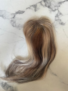 Luxury READY TO SHIP Balayage 12” Mono Topper 2.75”x5.25” Light Brown Light Blonde