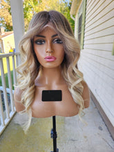 Load image into Gallery viewer, Luxury READY TO SHIP 20” 130% Ash Blonde Balayage Human Hair 13x6” Lace Front Wig Transparent Glueless Small Cap
