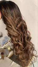 Load image into Gallery viewer, Luxury READY TO SHIP 20” 150% Dark Brown Balayage Curly Human Hair 13x6” Lace Front Wig Transparent Glueless
