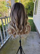 Load image into Gallery viewer, Luxury READY TO SHIP 20” 130% Ash Blonde Balayage Human Hair 13x6” Lace Front Wig Transparent Glueless Small Cap

