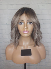 Load image into Gallery viewer, Luxury READY TO SHIP 12” 150% Cold Grey Balayage Human Hair 13x4 Lace Front Wig Transparent Glueless
