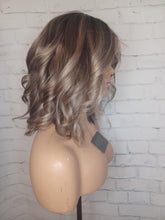 Load image into Gallery viewer, Luxury READY TO SHIP 12” 150% Cold Grey Balayage Human Hair 13x4 Lace Front Wig Transparent Glueless
