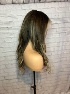 Luxury READY TO SHIP 16” 150% Dark Brown Blonde Balayage Human Hair 13x6 Lace Front Wig Transparent Glueless Bleached Knots