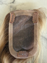 Load image into Gallery viewer, Luxury READY TO SHIP Balayage 22” Mono Topper 3.25”x5” Light Brown Light Blonde
