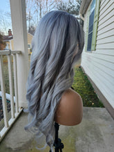 Load image into Gallery viewer, Ready to Ship Luxury 24” 150% Grey 360 Lace Dark Roots Wig
