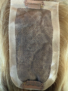 Luxury READY TO SHIP Balayage 12” Mono Topper 2.75”x5.25” Light Brown Light Blonde