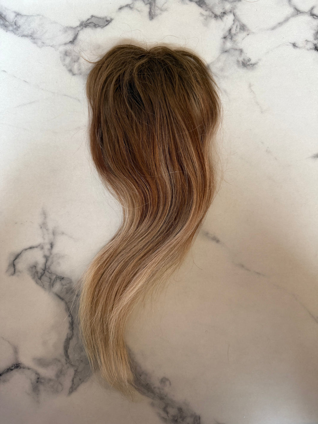 Luxury READY TO SHIP Balayage 14” Mono Topper 3”x5.5” Golden Blonde Light Blonde