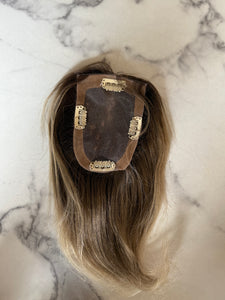 Luxury READY TO SHIP Balayage 10” Mono Topper 3.25”x 5” Ash Blonde