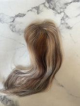 Load image into Gallery viewer, Luxury READY TO SHIP Balayage 12” Mono Topper 2.75”x5.25” Light Brown Light Blonde

