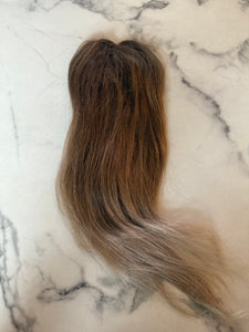 Luxury READY TO SHIP Balayage 16” Mono Topper 2.5”x4.5” Ash Blonde Root Smudge