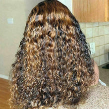 Load image into Gallery viewer, Luxury READY TO SHIP Clearance 20” 150% Auburn Highlight Human Hair Curly 13x4 Lace Front Wig Transparent Glueless
