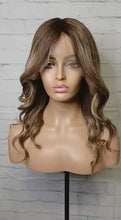 Load and play video in Gallery viewer, SALE READY TO SHIP Luxury 16&quot; 180% Full Lace Silk Top Dark Brown &amp; Blonde Balayage Wig
