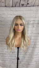 Load and play video in Gallery viewer, READY TO SHIP 18” 180% 360 Lace Ash Blonde Balayage Highlighted Bleached Knots Human Hair Wig
