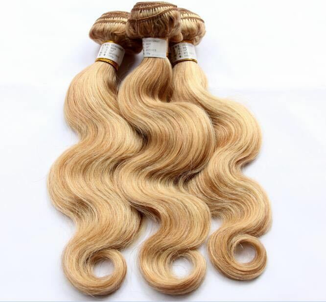 Luxury Body Wave Brazilian Blonde Piano #27/613 Highlight Human Hair Extensions