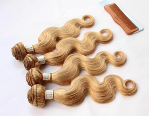Luxury Body Wave Brazilian Blonde Piano #27/613 Highlight Human Hair Extensions