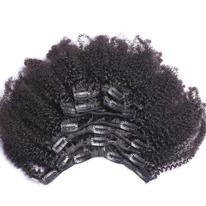 Luxury Brazilian Clip In Afro Kinky Curly Virgin Human Hair Extensions 7pcs 120g