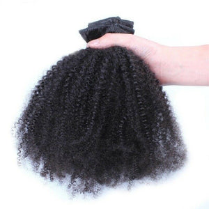 Luxury Brazilian Clip In Afro Kinky Curly Virgin Human Hair Extensions 7pcs 120g