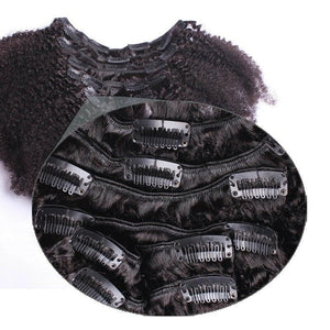 Luxury Brazilian Clip In Afro Kinky Curly Virgin Human Hair Extensions 7pcs 120g