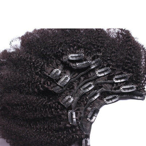 Luxury Brazilian Clip In Afro Kinky Curly Virgin Human Hair Extensions 7pcs 120g