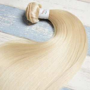 Luxury 100g Russian #613 Bleach Blonde Human Hair Extensions Silky Straight Weft