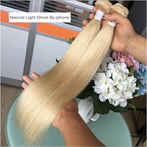 Luxury 100g Russian #613 Bleach Blonde Human Hair Extensions Silky Straight Weft