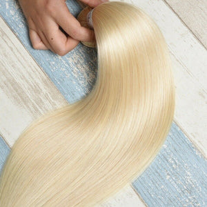 Luxury 100g Russian #613 Bleach Blonde Human Hair Extensions Silky Straight Weft