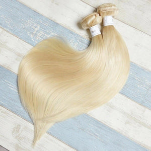 Luxury 100g Russian #613 Bleach Blonde Human Hair Extensions Silky Straight Weft