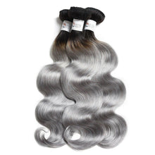 Load image into Gallery viewer, Luxury Peruvian Dark Roots Grey Gray Silver Body Wave Human Hair Extensions 10A
