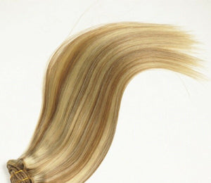 Luxury 100g Weft Human Hair Extensions #10/60 Piano Blonde Balayage Straight