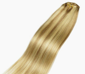 Luxury 100g Weft Human Hair Extensions #10/60 Piano Blonde Balayage Straight