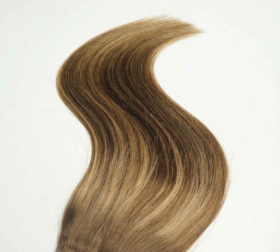 Luxury 100g Weft Human Hair Extensions #4/27 Balayage Ombre Piano Brown Blonde