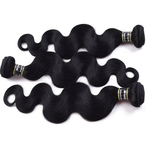 Luxury Jet Black Body Wave #1 Peruvian Virgin Human Hair Extensions 7A Weave