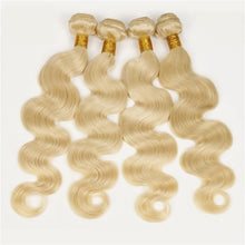 Load image into Gallery viewer, Luxury Body Wave Brazilian Bleach Blonde Virgin #613 Human Hair Extensions Weave

