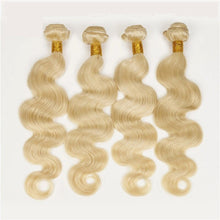 Load image into Gallery viewer, Luxury Body Wave Brazilian Bleach Blonde Virgin #613 Human Hair Extensions Weave
