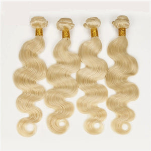 Luxury Body Wave Brazilian Bleach Blonde Virgin #613 Human Hair Extensions Weave