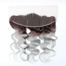 Load image into Gallery viewer, Luxury Body Wave Brazilian Dark Roots Grey 13x4 Lace Frontal 13x4 Virgin Hair 7A
