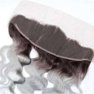 Luxury Body Wave Brazilian Dark Roots Grey 13x4 Lace Frontal 13x4 Virgin Hair 7A