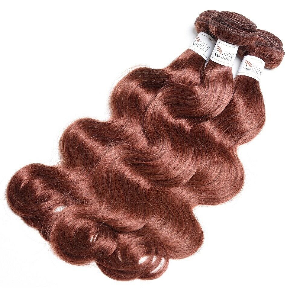 Luxury Peruvian Dark Auburn #33 Body Wave Virgin Human Hair Extensions 10A