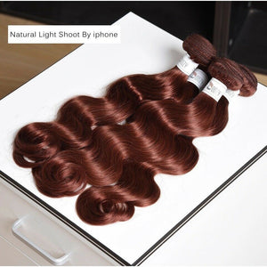 Luxury Peruvian Dark Auburn #33 Body Wave Virgin Human Hair Extensions 10A