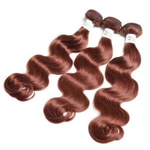 Luxury Peruvian Dark Auburn #33 Body Wave Virgin Human Hair Extensions 10A