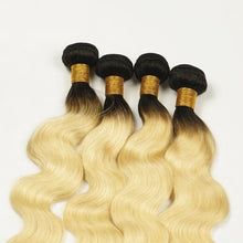 Load image into Gallery viewer, Luxury Dark Roots Peruvian Bleach Blonde #613 Body Wave Virgin Hair Extensions
