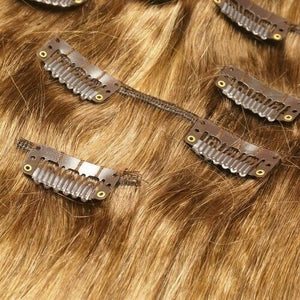 Luxury Clip In Human Hair Extensions #4/27 Balayage Ombre Straight 7pcs 120g