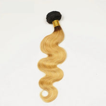 Load image into Gallery viewer, Luxury Dark Roots Peruvian Honey Blonde #27 Body Wave Virgin Hair Extensions
