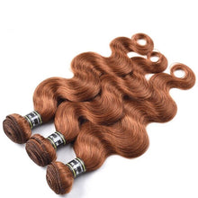 Load image into Gallery viewer, Luxury Body Wave Peruvian Auburn #30 Wavy Virgin Human Hair Extensions 7A Weave
